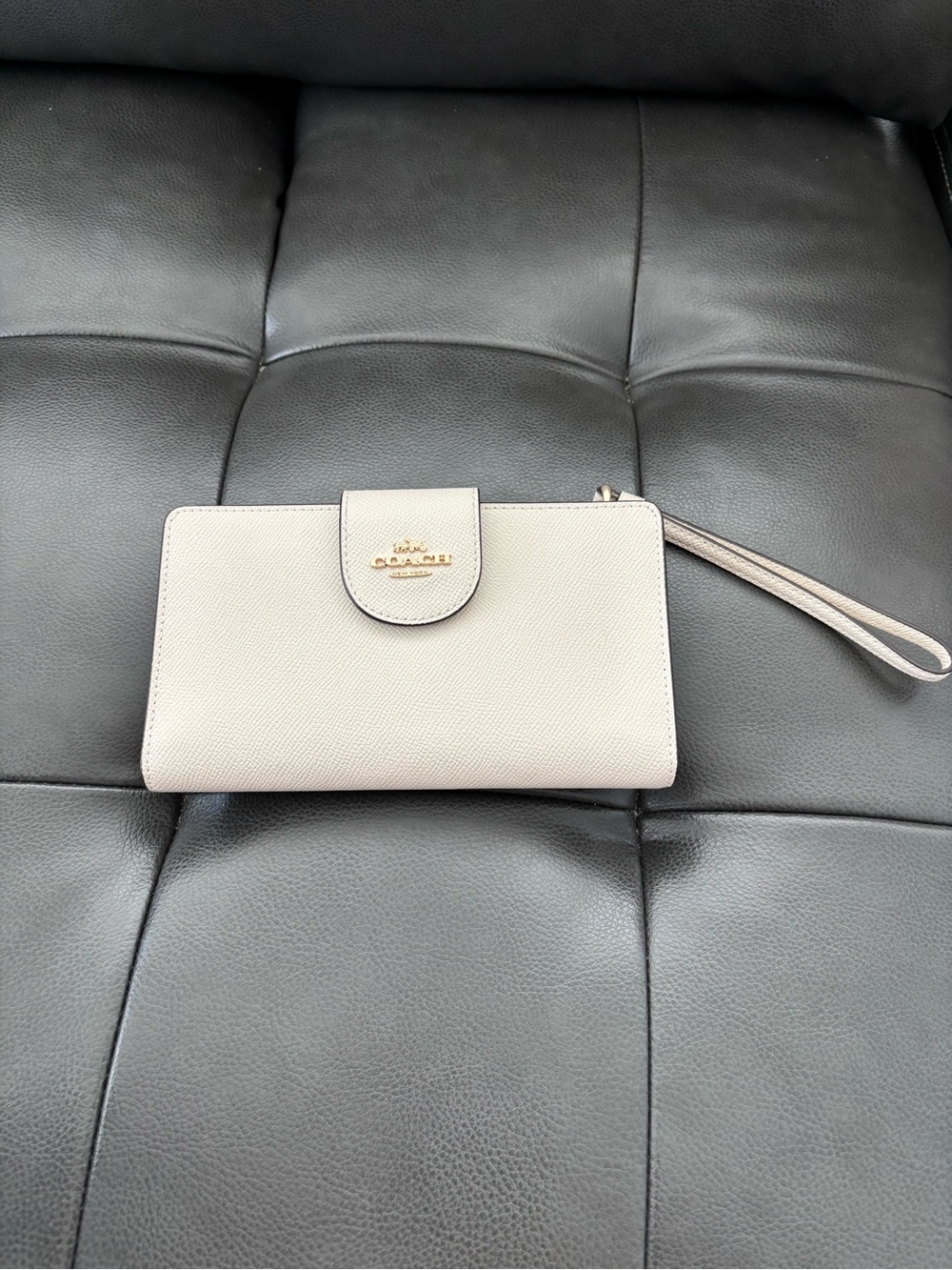 Coach Pebble Leather Wristlet with Gold Hardware